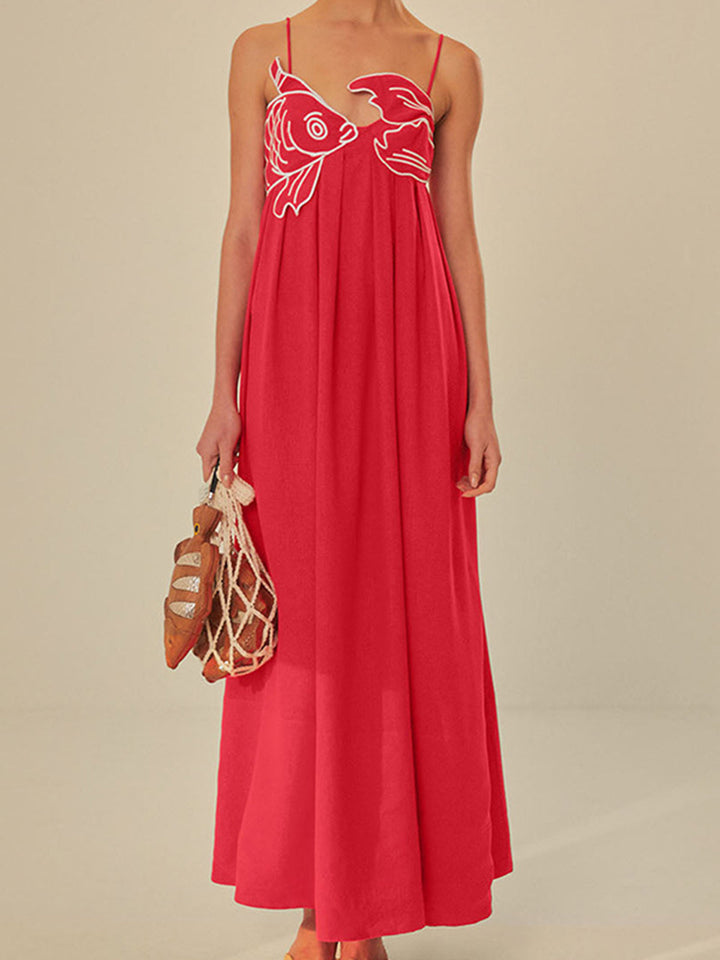 Marisol | Vrouwen Geweven Spaghetti Band Maxi Shift Jurk