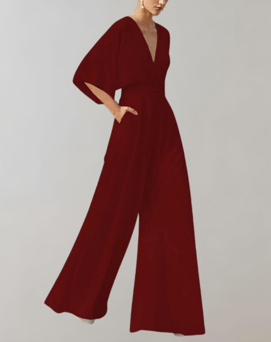 Esmeralda | Vrouwen V-Hals Brede Pijpen Jumpsuit