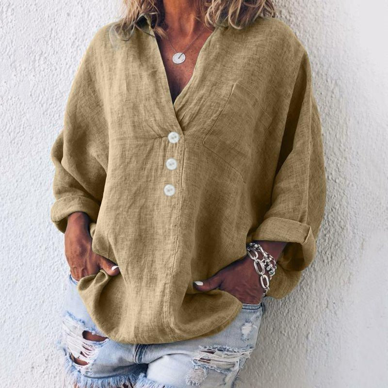 Evangeline | Dames V-hals Knopen Blouse