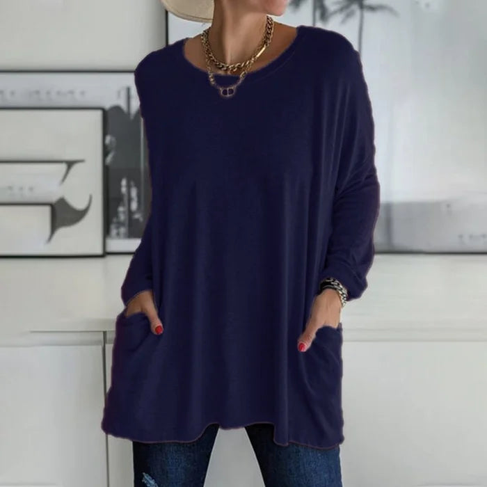 Ruby | Dames Oversized Langsleeve Tuniek Top met Zakjes