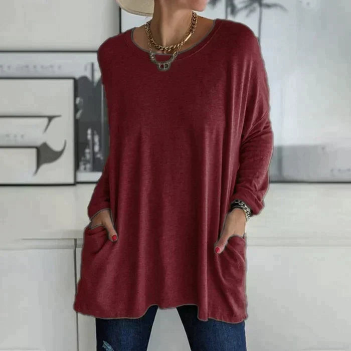 Ruby | Dames Oversized Langsleeve Tuniek Top met Zakjes