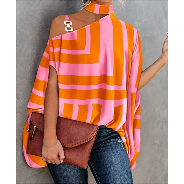 Francesca | Dames Off Shoulder Gestreepte Tuniek