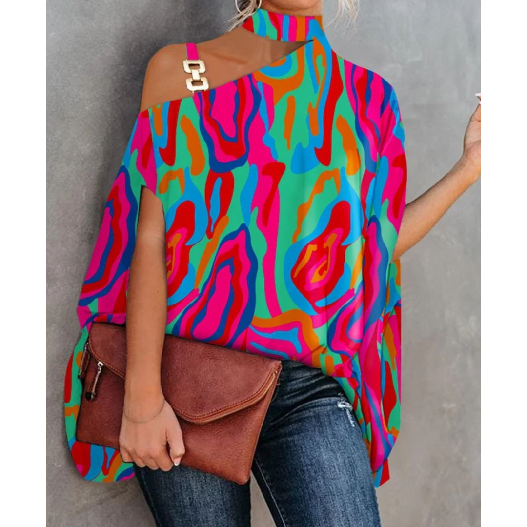 Francesca | Dames Off Shoulder Gestreepte Tuniek
