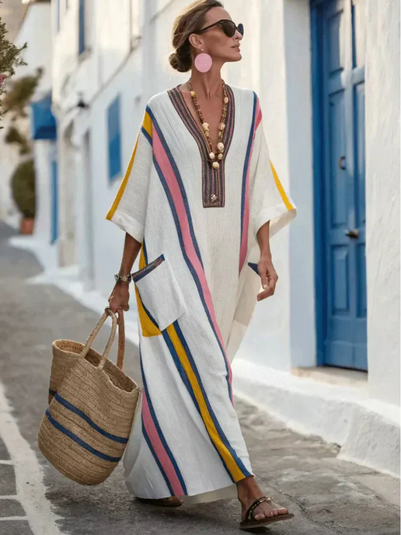 Freya | Dames V Hals Pocket Maxi Jurk