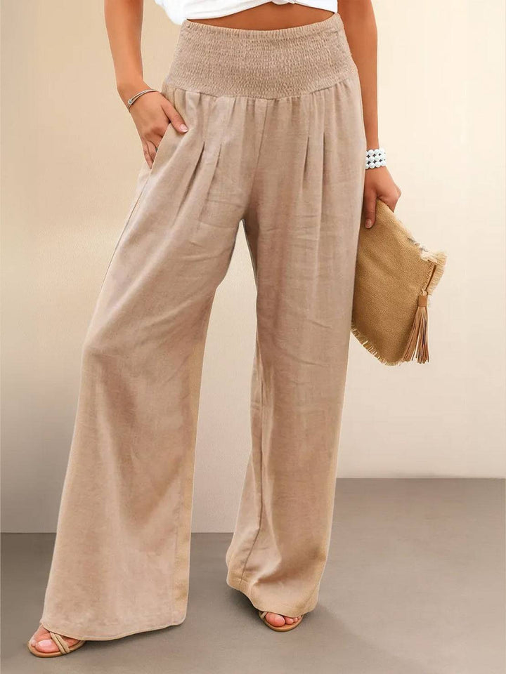 Dune | Dames Hoge Taille Brede Pijpen Broek met Geraffineerde Tailleband