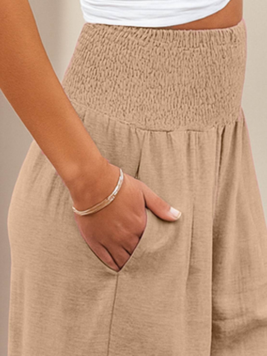 Dune | Dames Hoge Taille Brede Pijpen Broek met Geraffineerde Tailleband