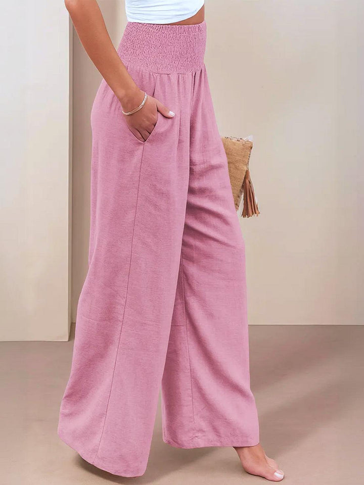 Dune | Dames Hoge Taille Brede Pijpen Broek met Geraffineerde Tailleband