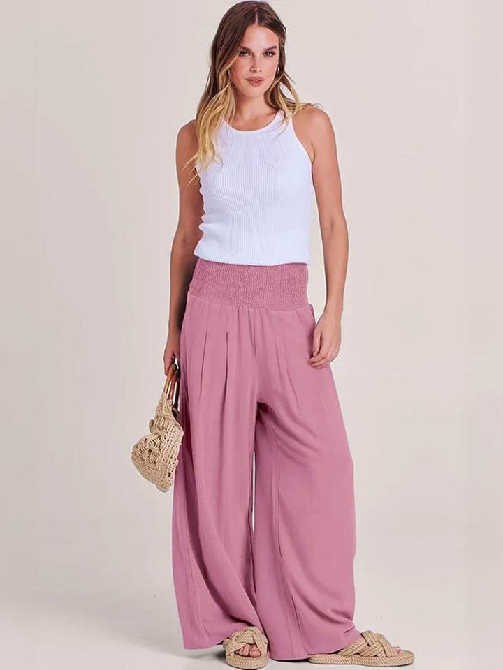 Dune | Dames Hoge Taille Brede Pijpen Broek met Geraffineerde Tailleband