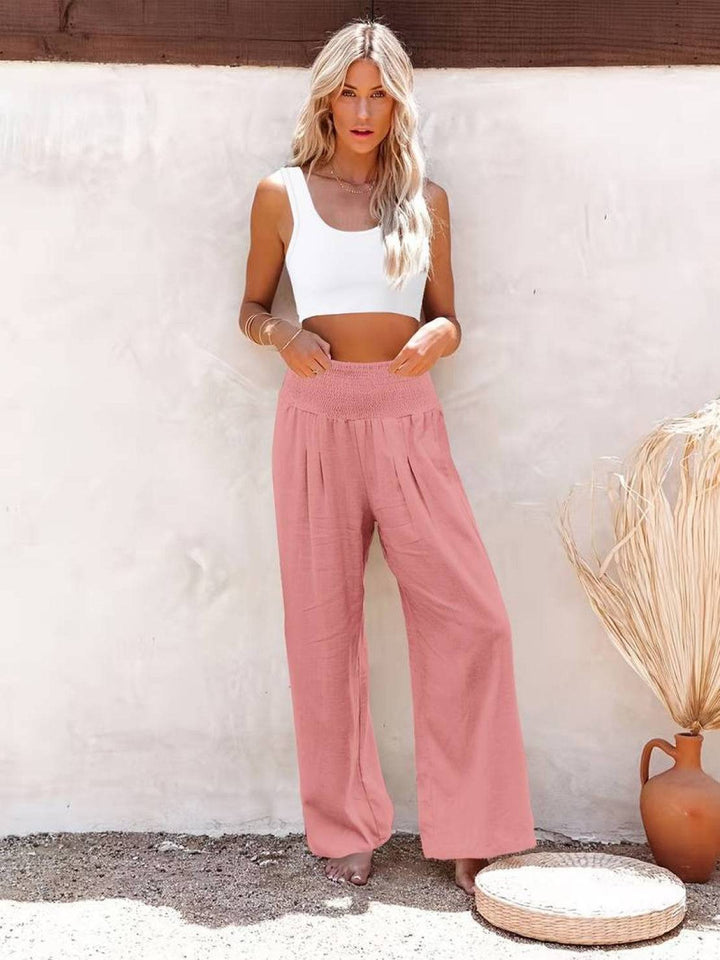 Dune | Dames Hoge Taille Brede Pijpen Broek met Geraffineerde Tailleband