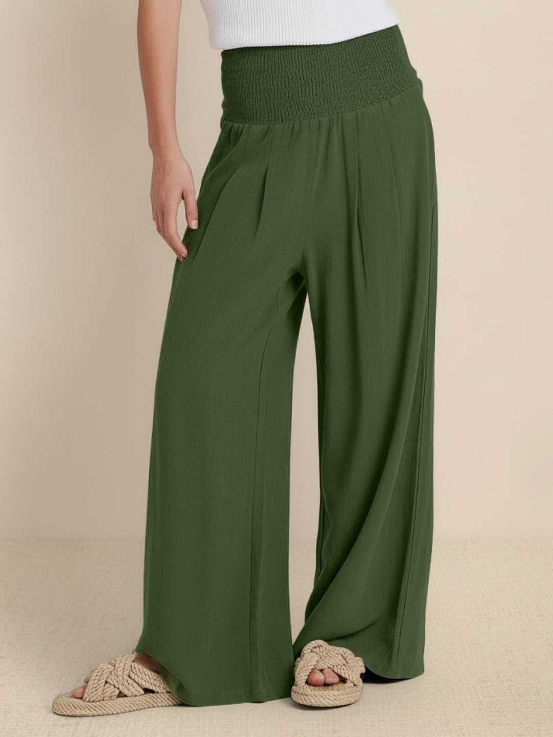 Dune | Dames Hoge Taille Brede Pijpen Broek met Geraffineerde Tailleband