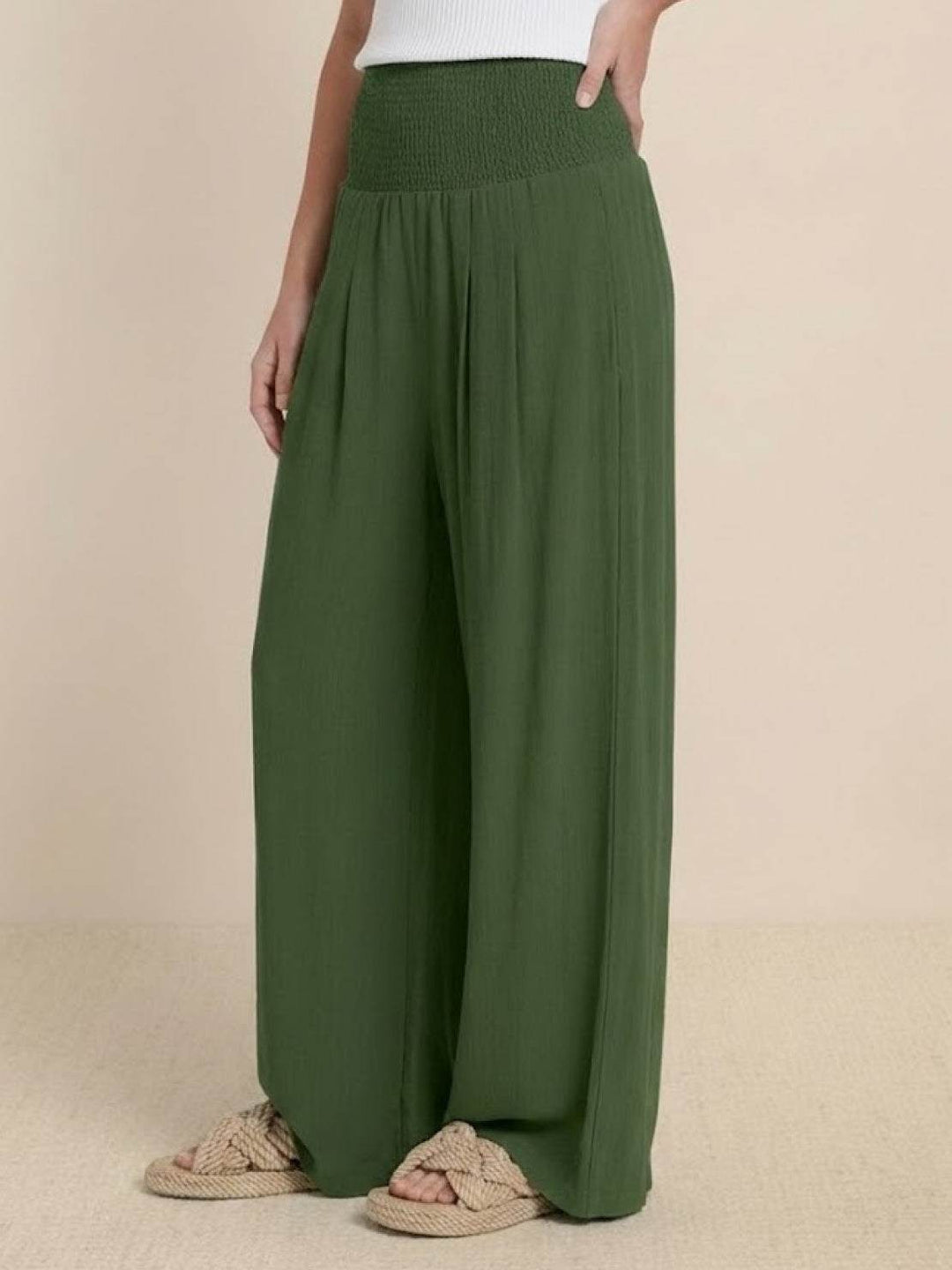 Dune | Dames Hoge Taille Brede Pijpen Broek met Geraffineerde Tailleband