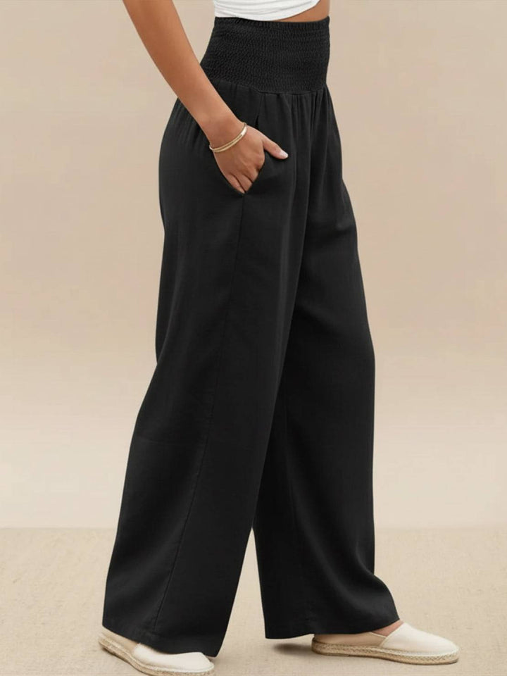 Dune | Dames Hoge Taille Brede Pijpen Broek met Geraffineerde Tailleband