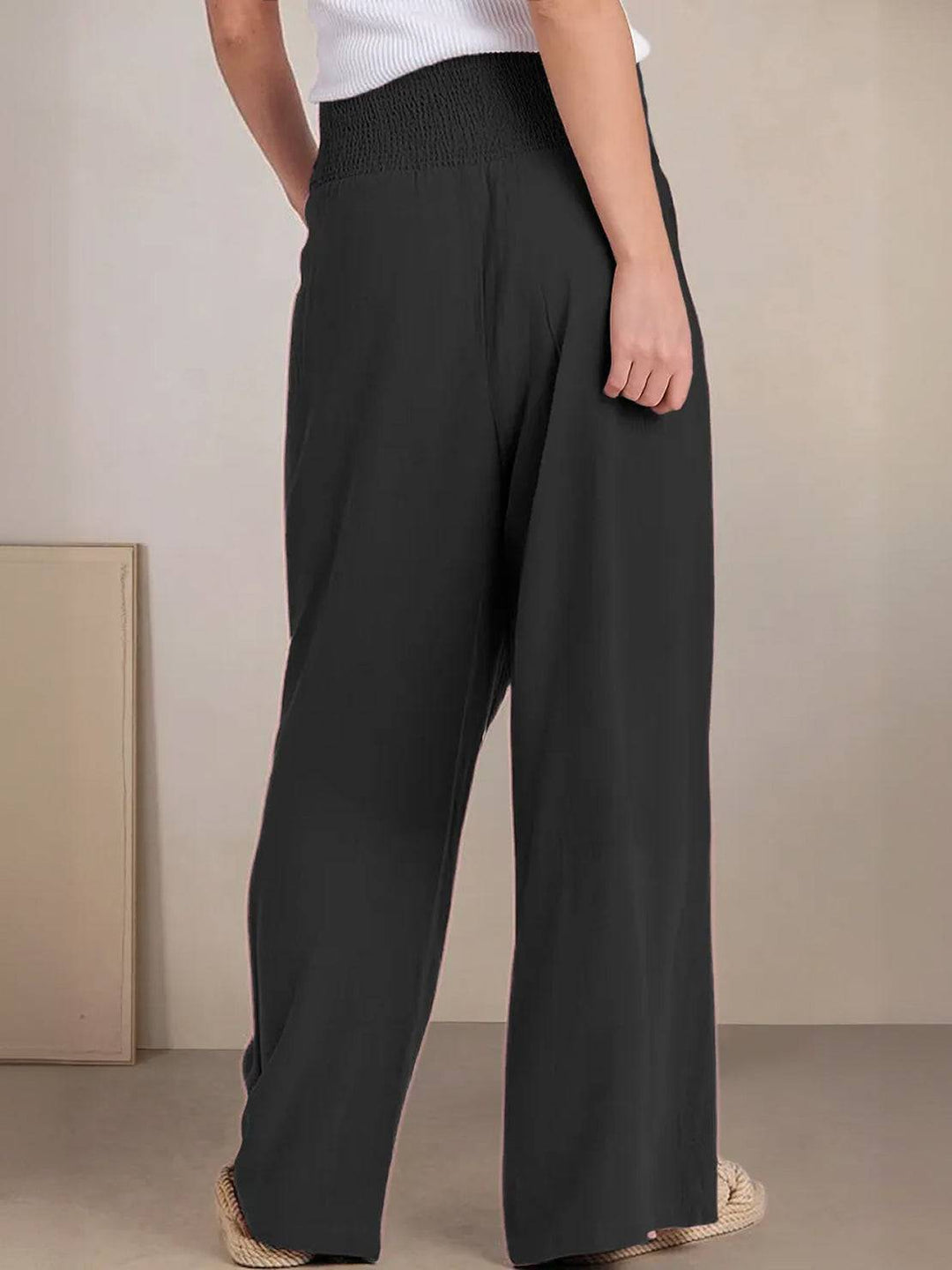 Dune | Dames Hoge Taille Brede Pijpen Broek met Geraffineerde Tailleband