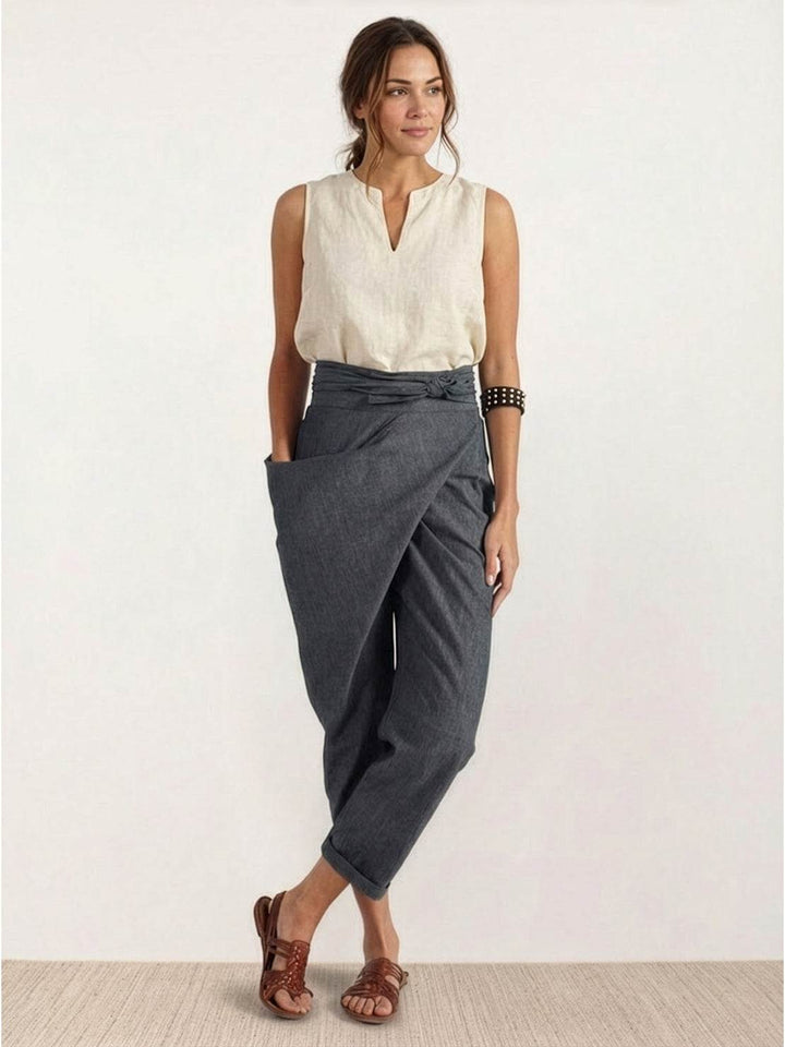 Atlas | Dames Hoge Taille Wrap Front Cropped Tapered Broek