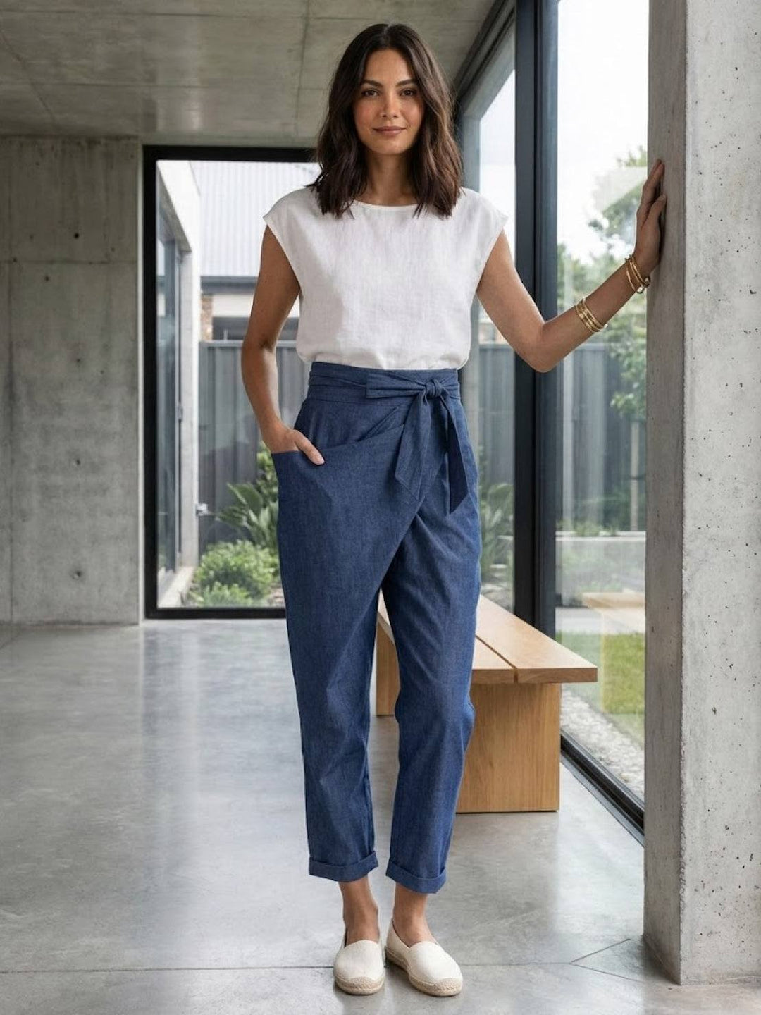Atlas | Dames Hoge Taille Wrap Front Cropped Tapered Broek