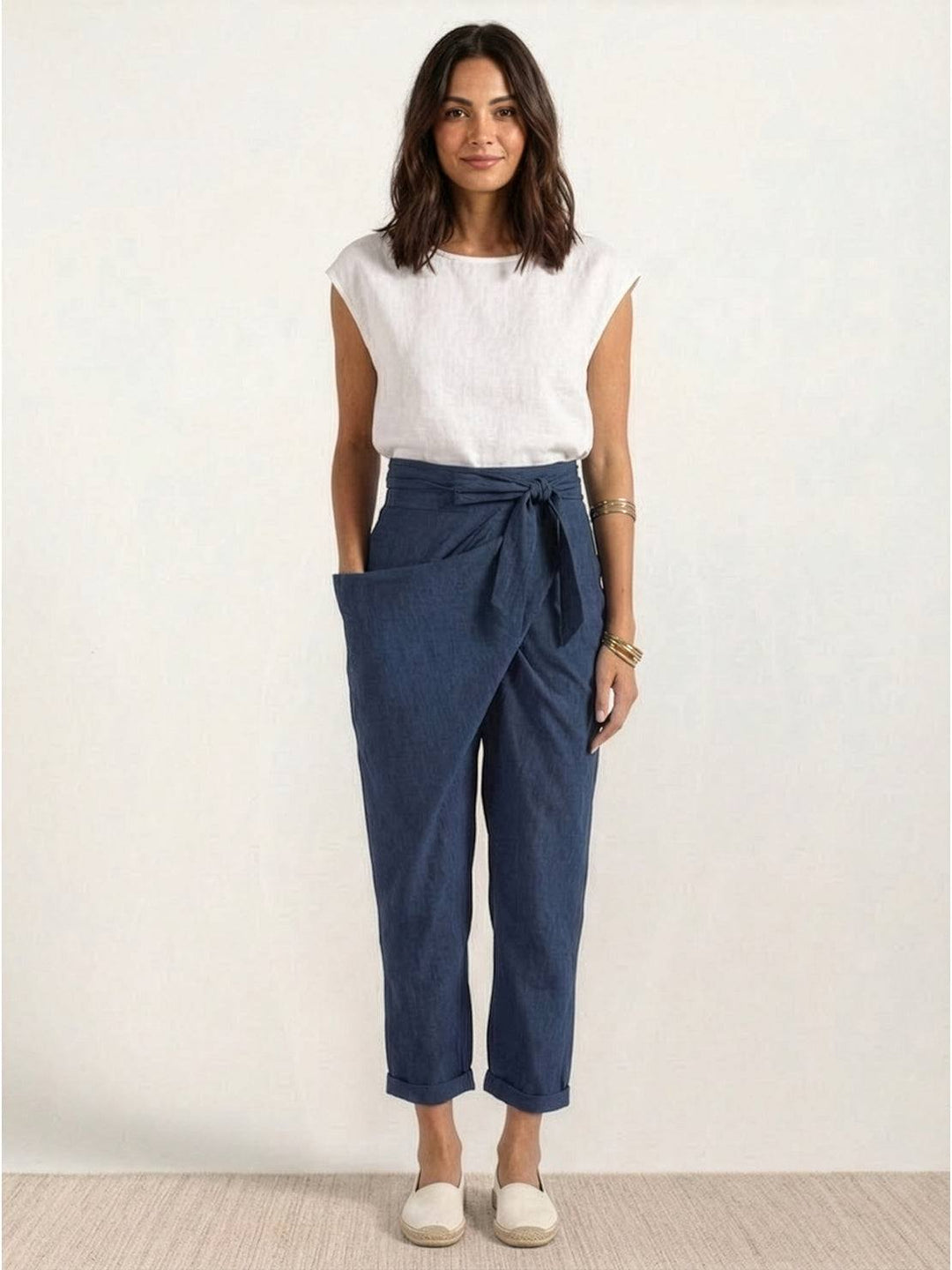 Atlas | Dames Hoge Taille Wrap Front Cropped Tapered Broek
