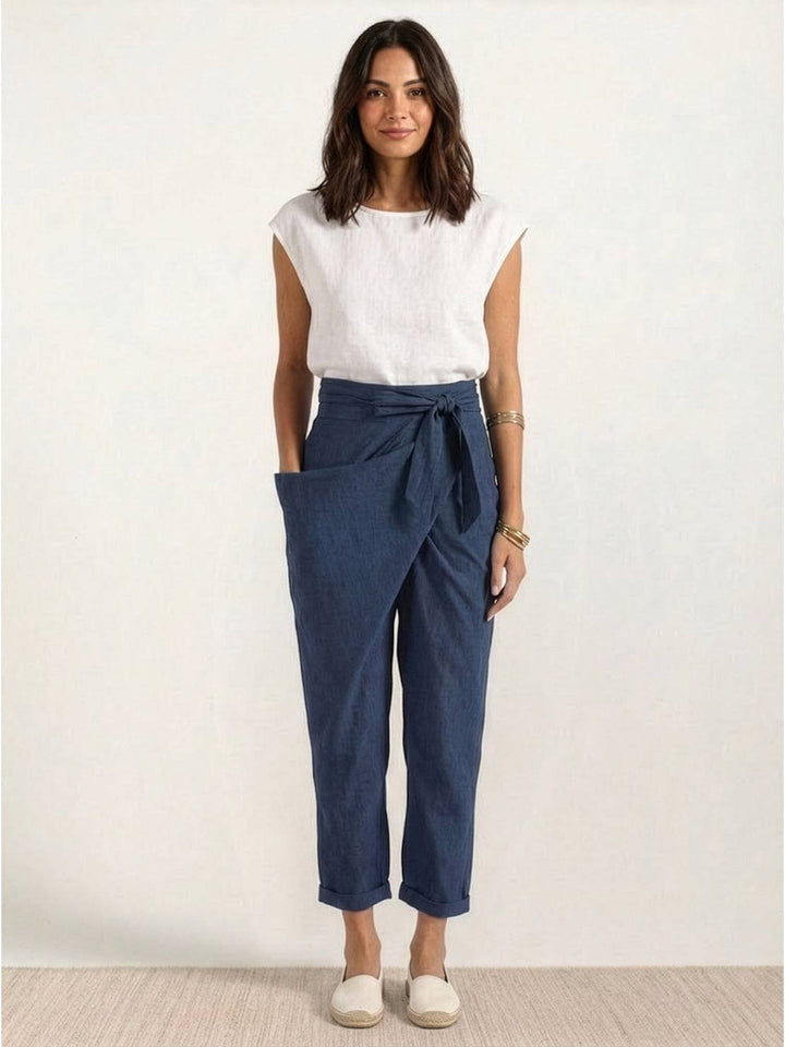 Atlas | Dames Hoge Taille Wrap Front Cropped Tapered Broek