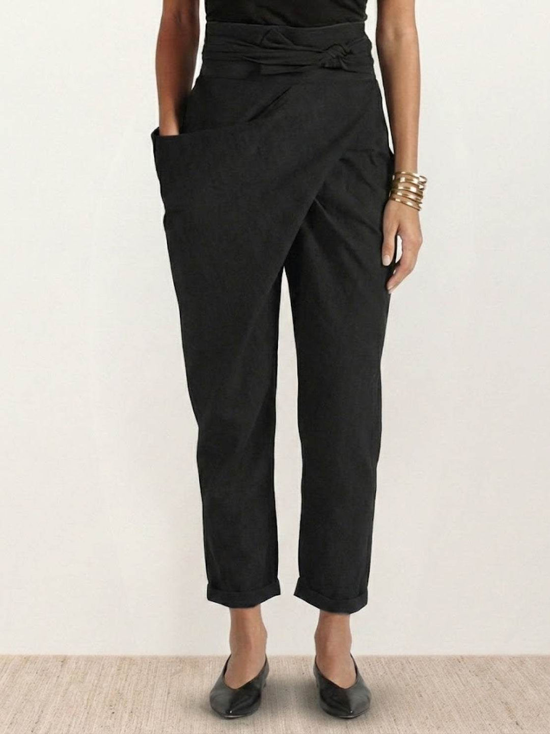 Atlas | Dames Hoge Taille Wrap Front Cropped Tapered Broek