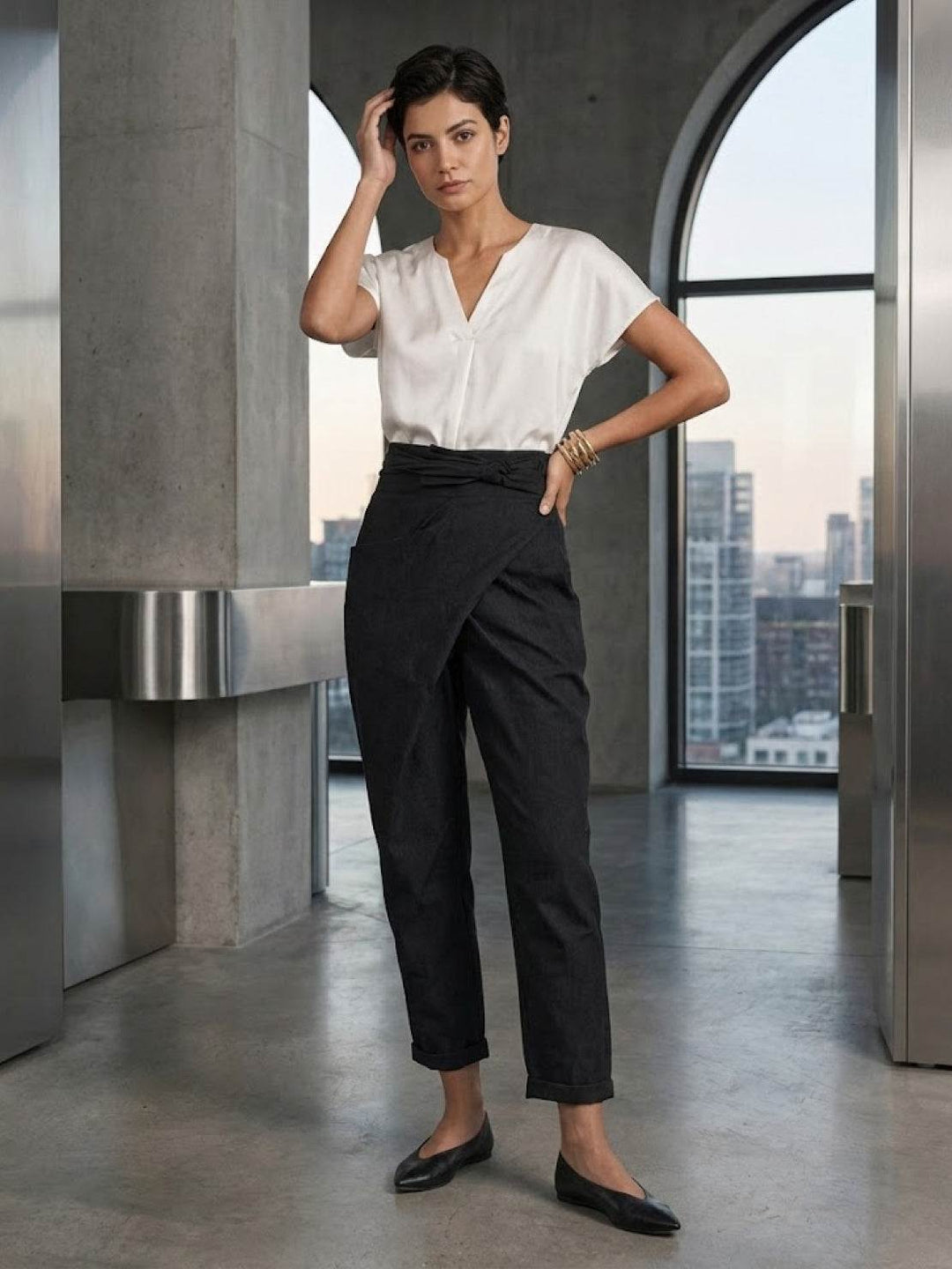 Atlas | Dames Hoge Taille Wrap Front Cropped Tapered Broek