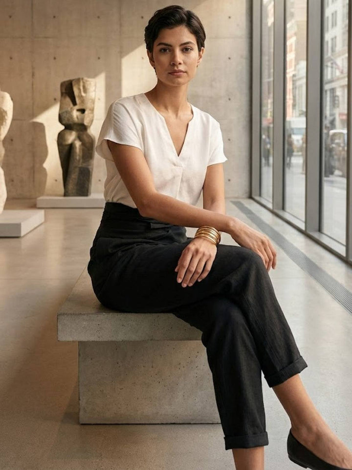 Atlas | Dames Hoge Taille Wrap Front Cropped Tapered Broek