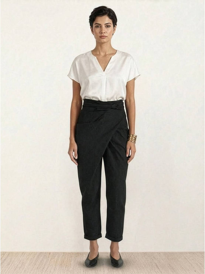 Atlas | Dames Hoge Taille Wrap Front Cropped Tapered Broek