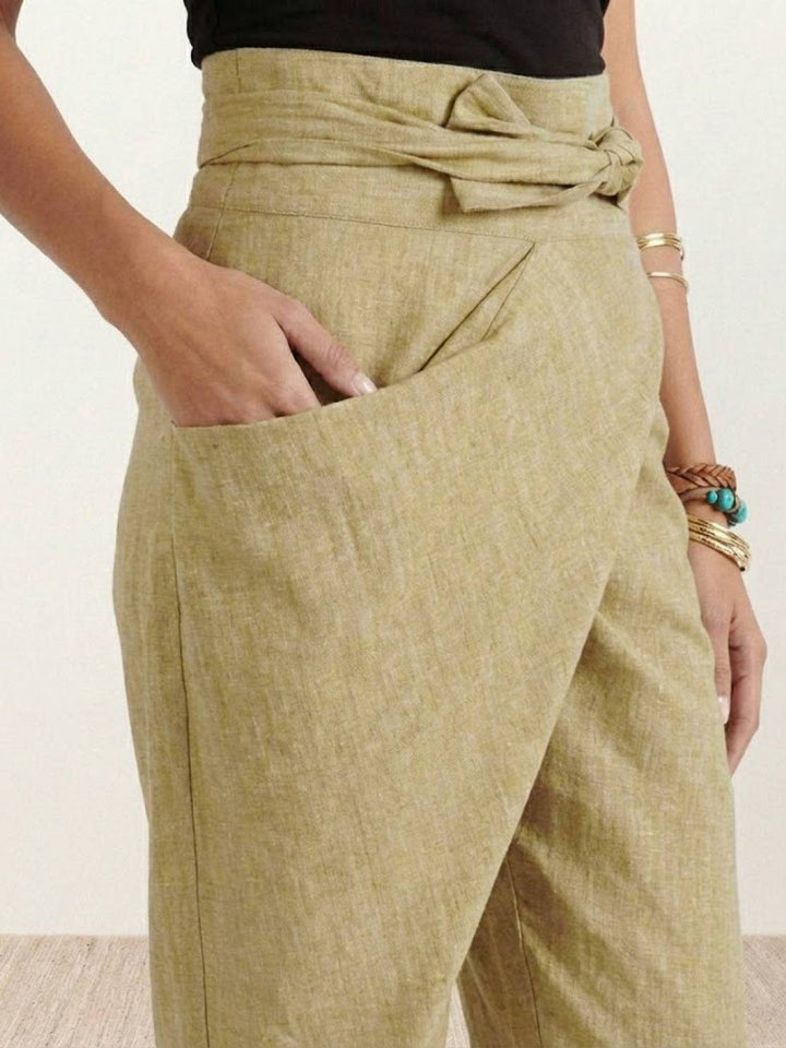 Atlas | Dames Hoge Taille Wrap Front Cropped Tapered Broek