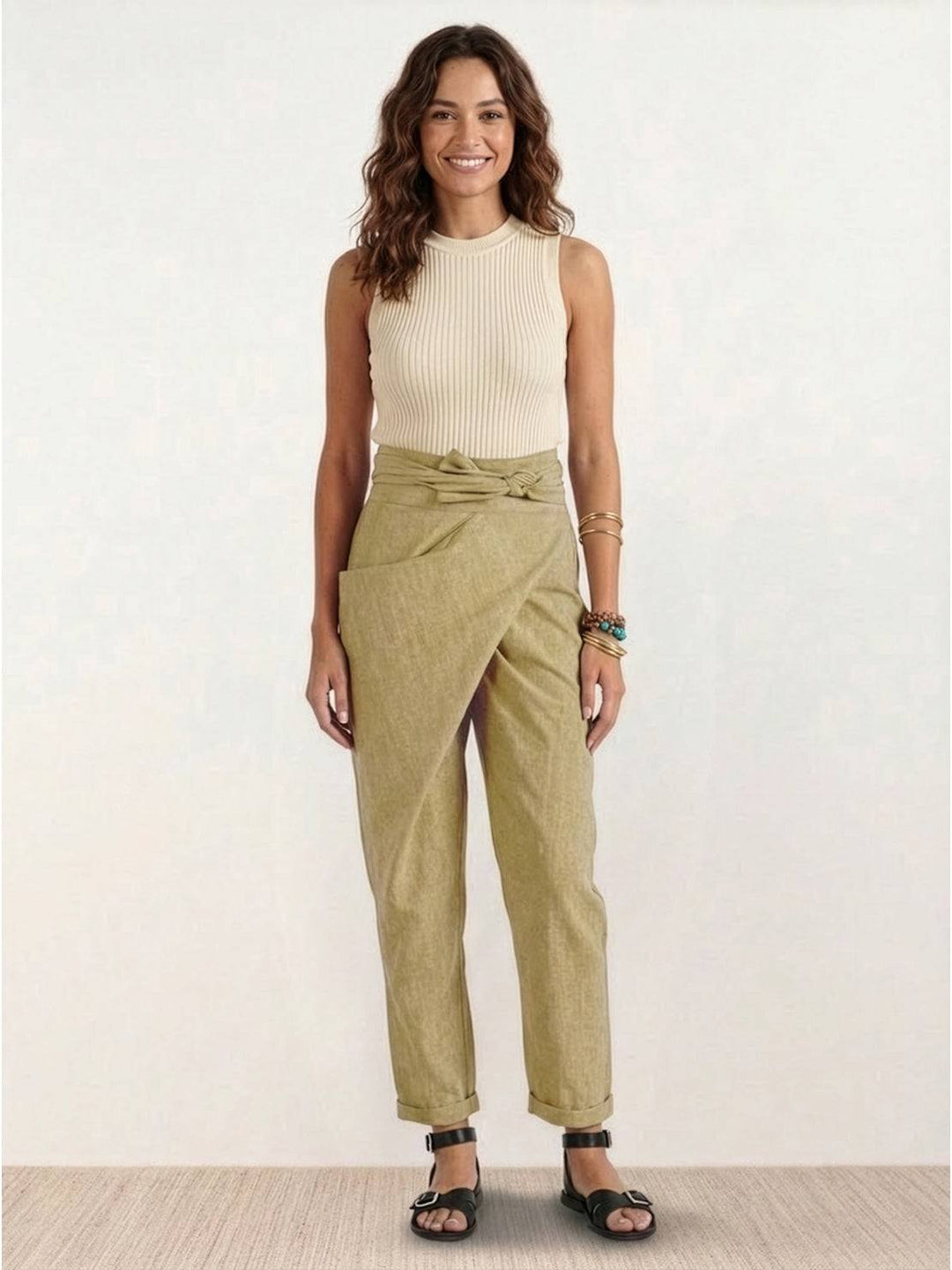 Atlas | Dames Hoge Taille Wrap Front Cropped Tapered Broek