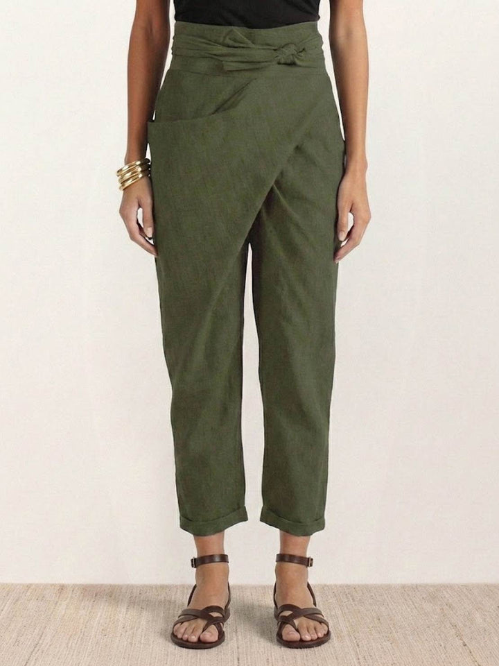 Atlas | Dames Hoge Taille Wrap Front Cropped Tapered Broek