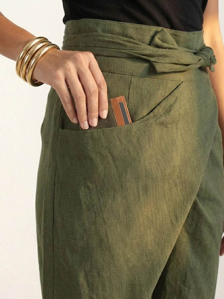 Atlas | Dames Hoge Taille Wrap Front Cropped Tapered Broek