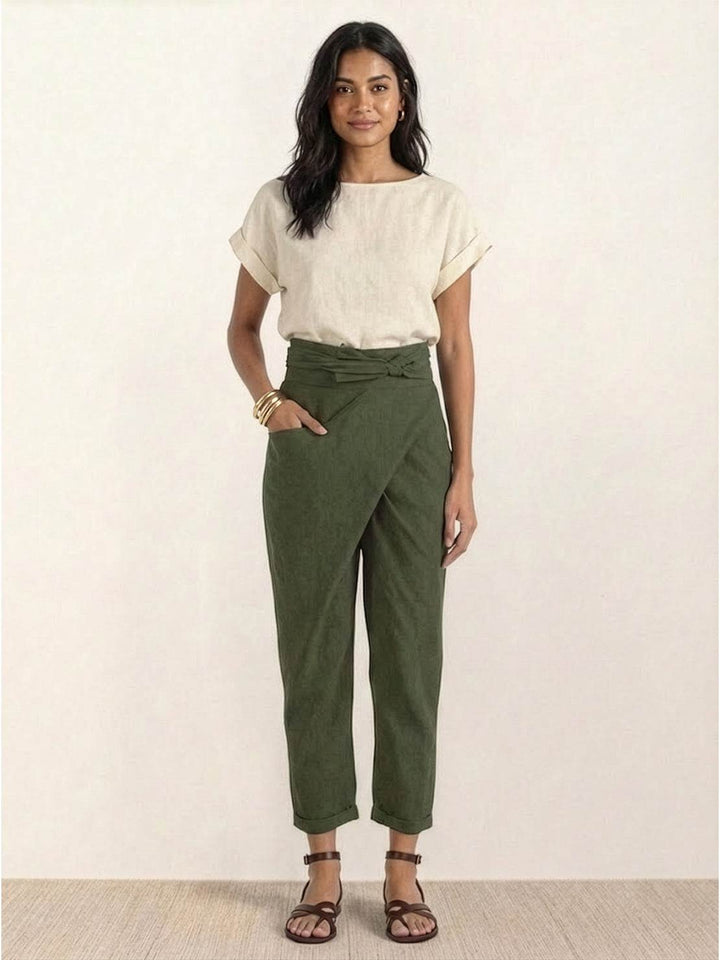 Atlas | Dames Hoge Taille Wrap Front Cropped Tapered Broek