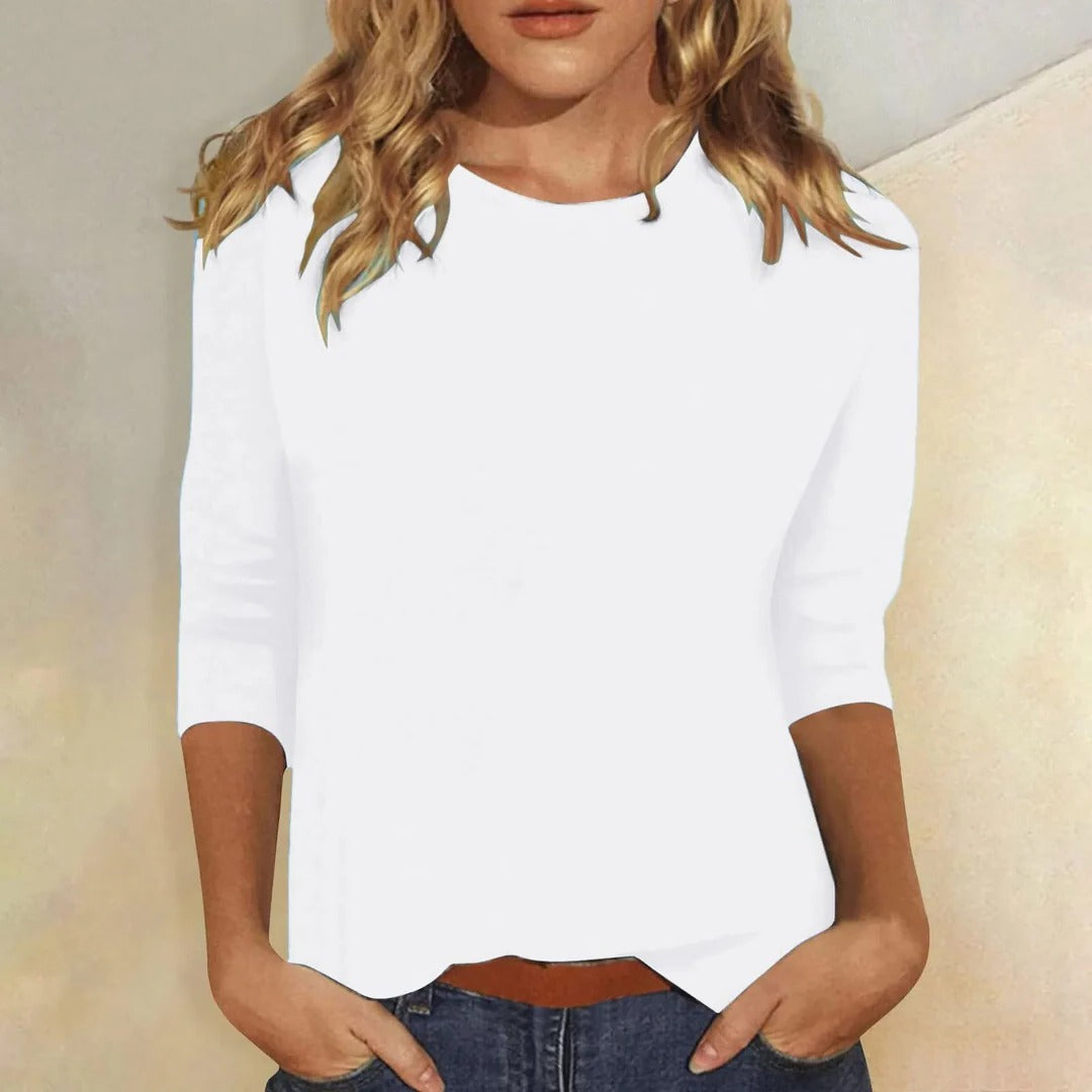 Stella | Dames Crew Neck 3/4 Mouw Casual Everyday Top
