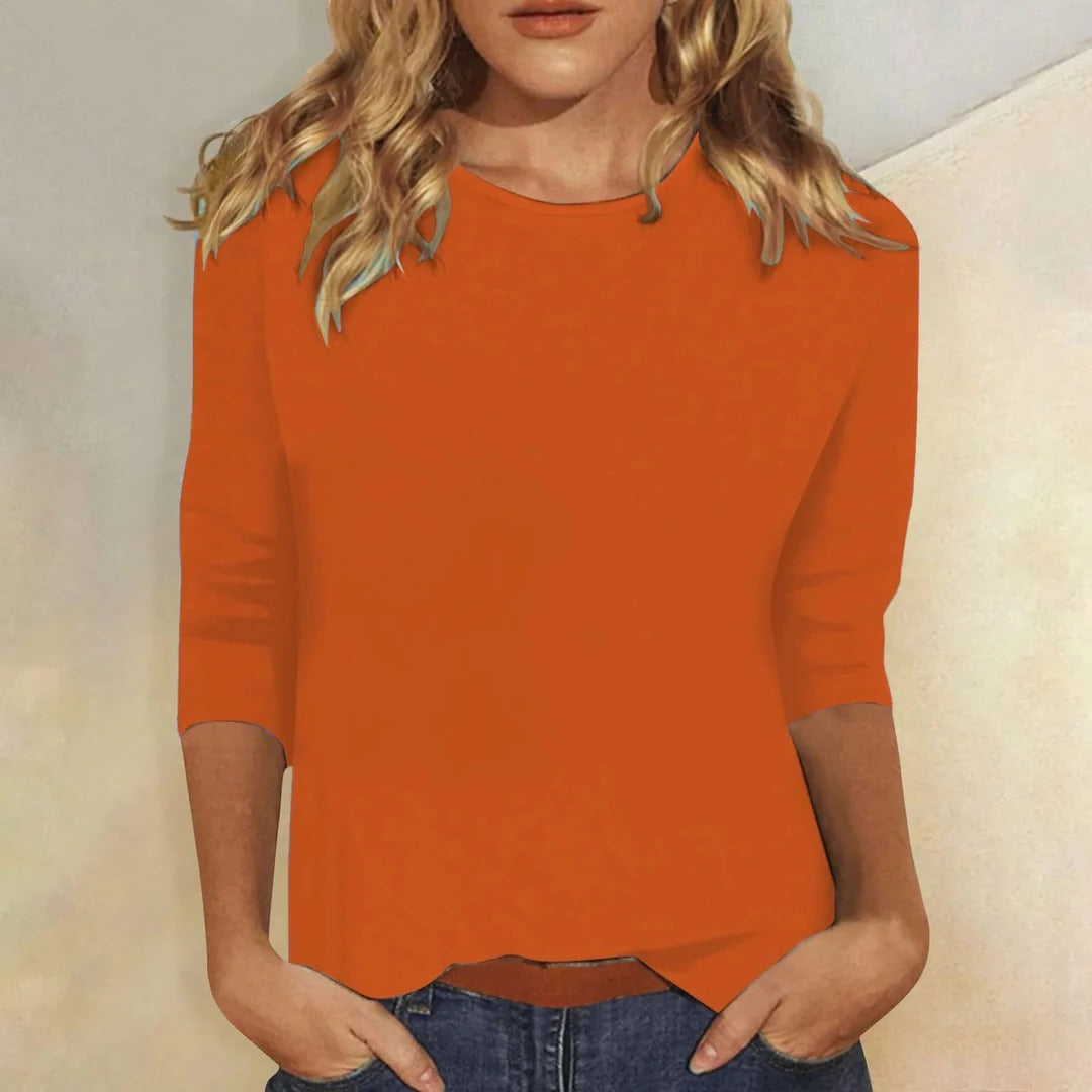 Stella | Dames Crew Neck 3/4 Mouw Casual Everyday Top