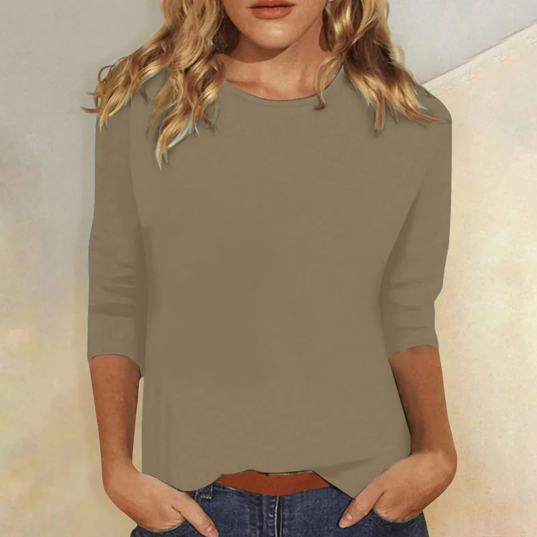 Stella | Dames Crew Neck 3/4 Mouw Casual Everyday Top