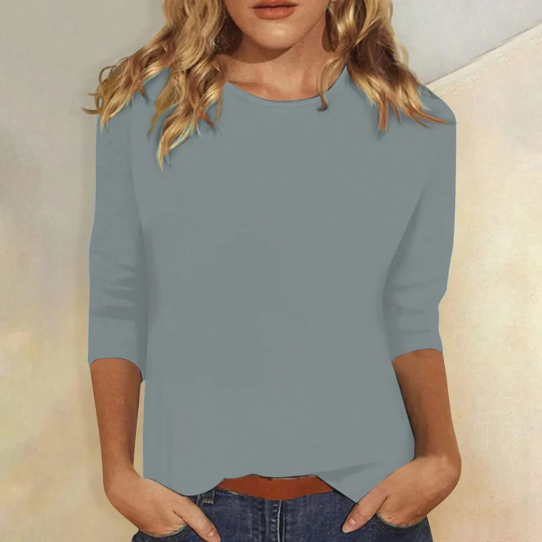 Stella | Dames Crew Neck 3/4 Mouw Casual Everyday Top