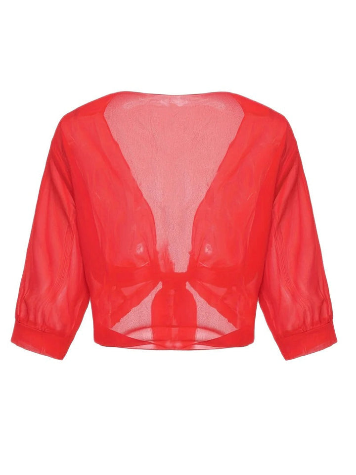 Brisa | Dames Tie Front Transparante Blouse Open Voorzijde 3/4 Mouw Top