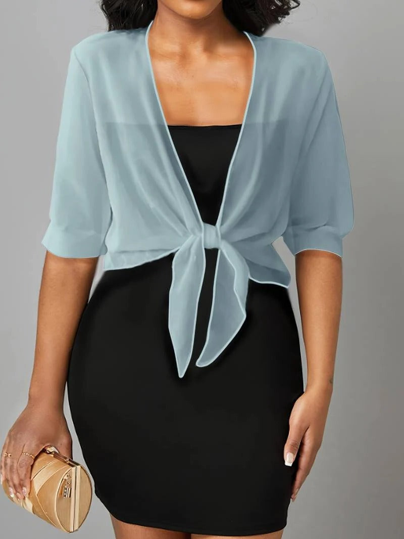 Brisa | Dames Tie Front Transparante Blouse Open Voorzijde 3/4 Mouw Top