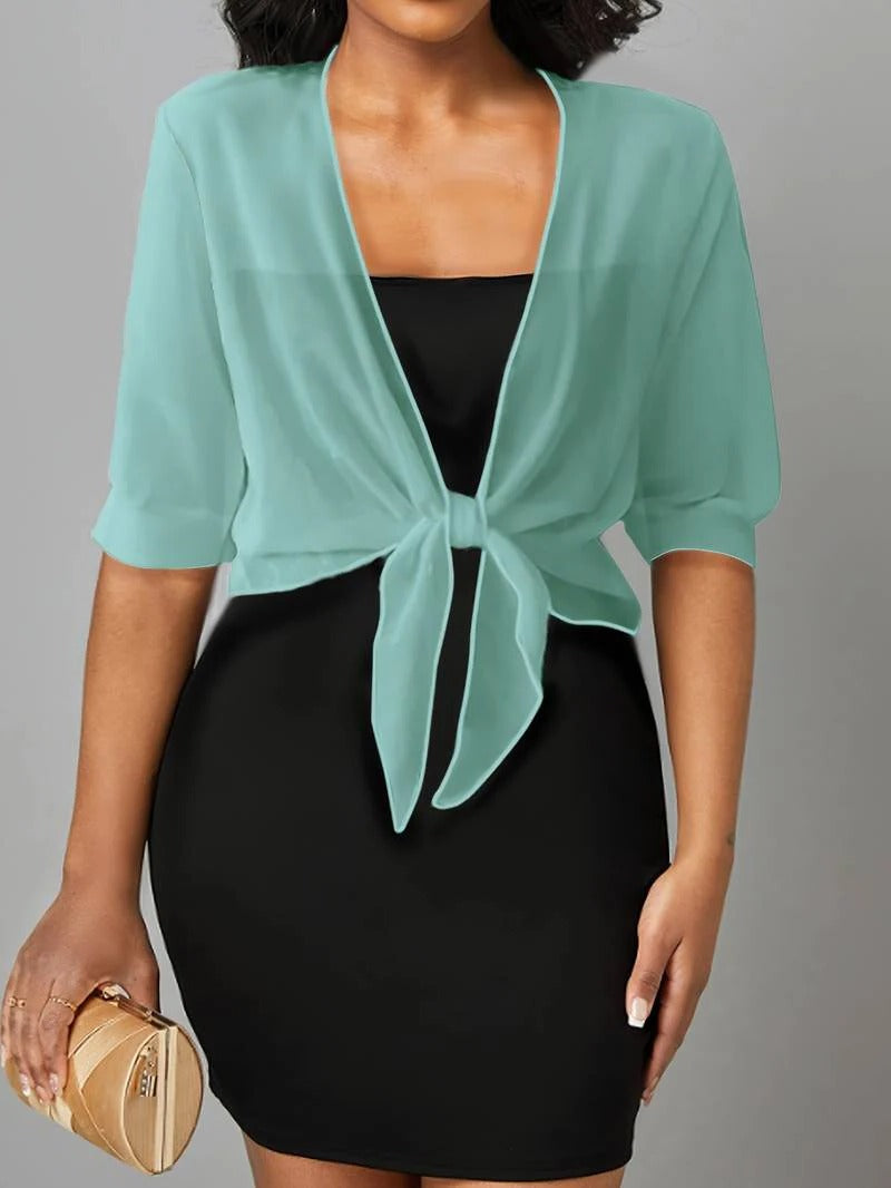 Brisa | Dames Tie Front Transparante Blouse Open Voorzijde 3/4 Mouw Top