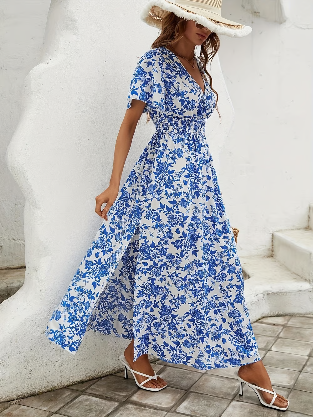 Primula | Dames V-Hals Boho Vloeiende Jurk Strand