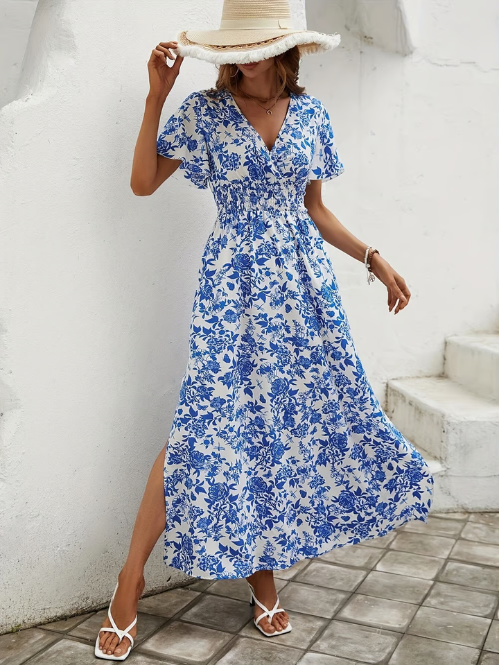 Primula | Dames V-Hals Boho Vloeiende Jurk Strand