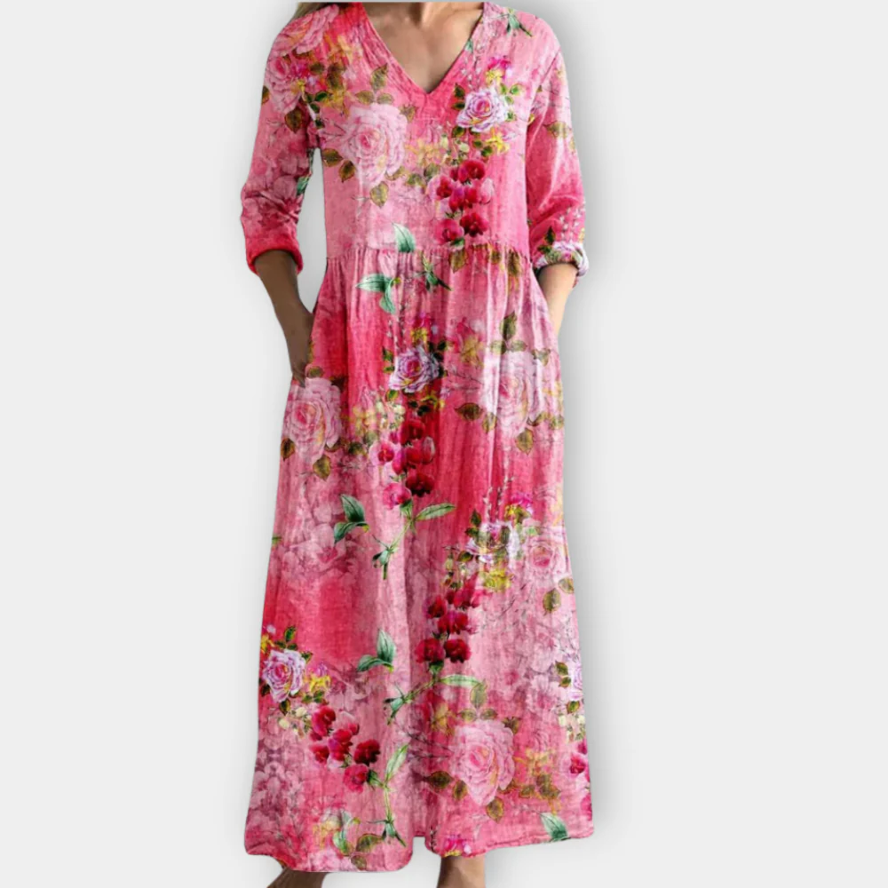 Kathleen™ | Bloemen V-Hals Maxi Jurk