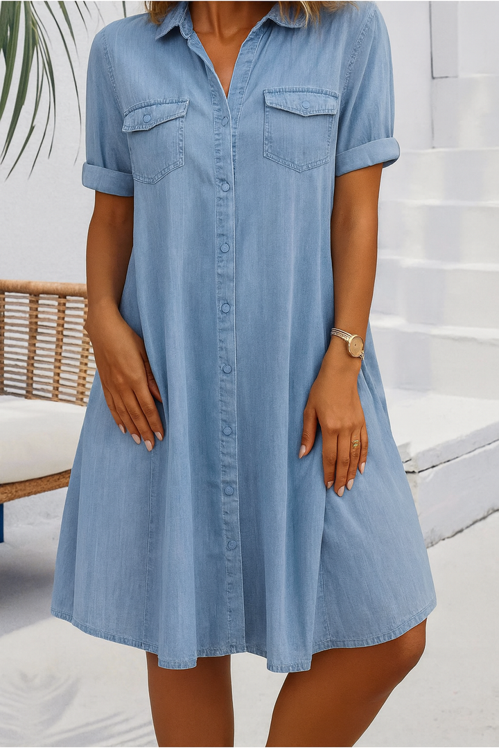 Jennifer™ | Lichtgewicht Denim-look Jurk