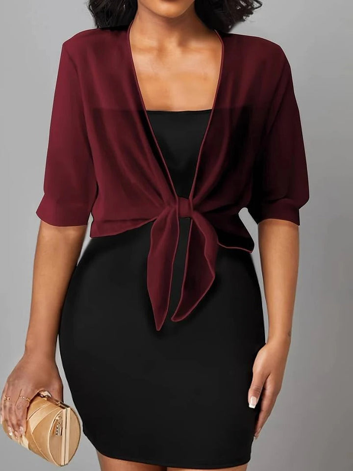 Brisa | Dames Tie Front Transparante Blouse Open Voorzijde 3/4 Mouw Top