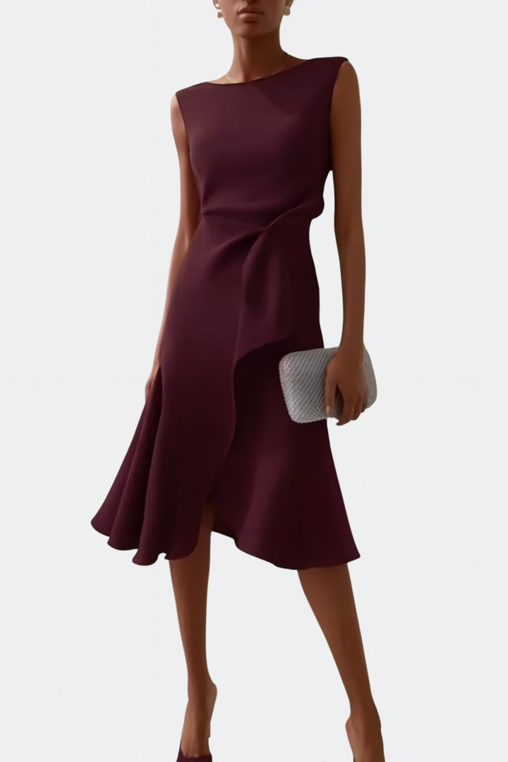 Sheila™ | Gedrapeerde Asymmetrische Midi-jurk
