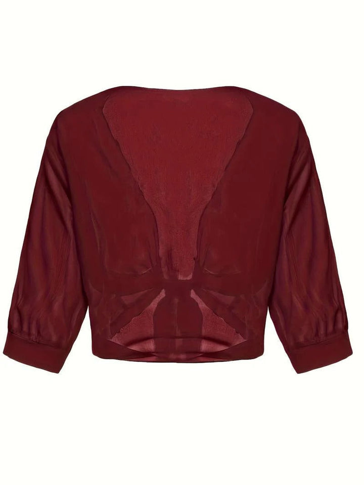Brisa | Dames Tie Front Transparante Blouse Open Voorzijde 3/4 Mouw Top