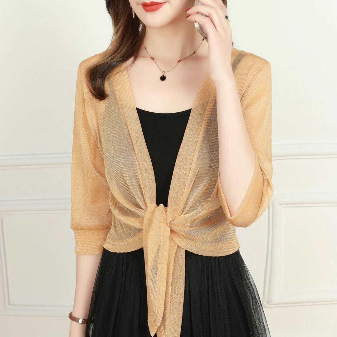 Brisa | Dames Tie Front Transparante Blouse Open Voorzijde 3/4 Mouw Top