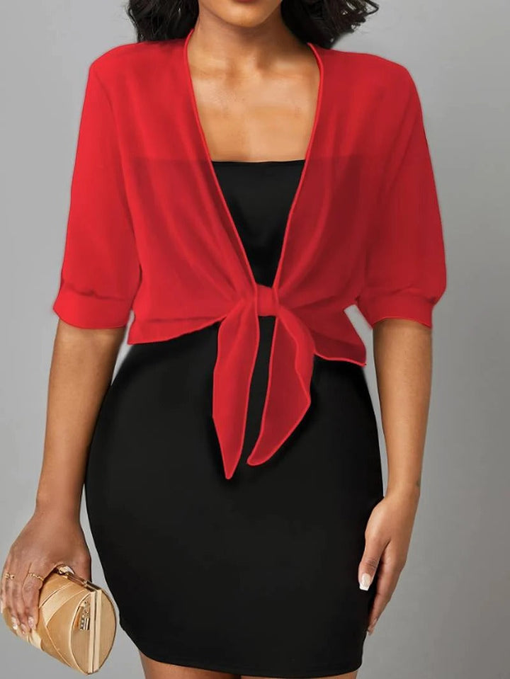 Brisa | Dames Tie Front Transparante Blouse Open Voorzijde 3/4 Mouw Top