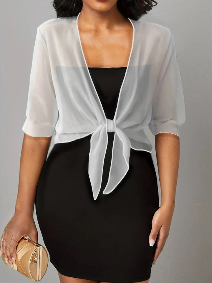 Brisa | Dames Tie Front Transparante Blouse Open Voorzijde 3/4 Mouw Top