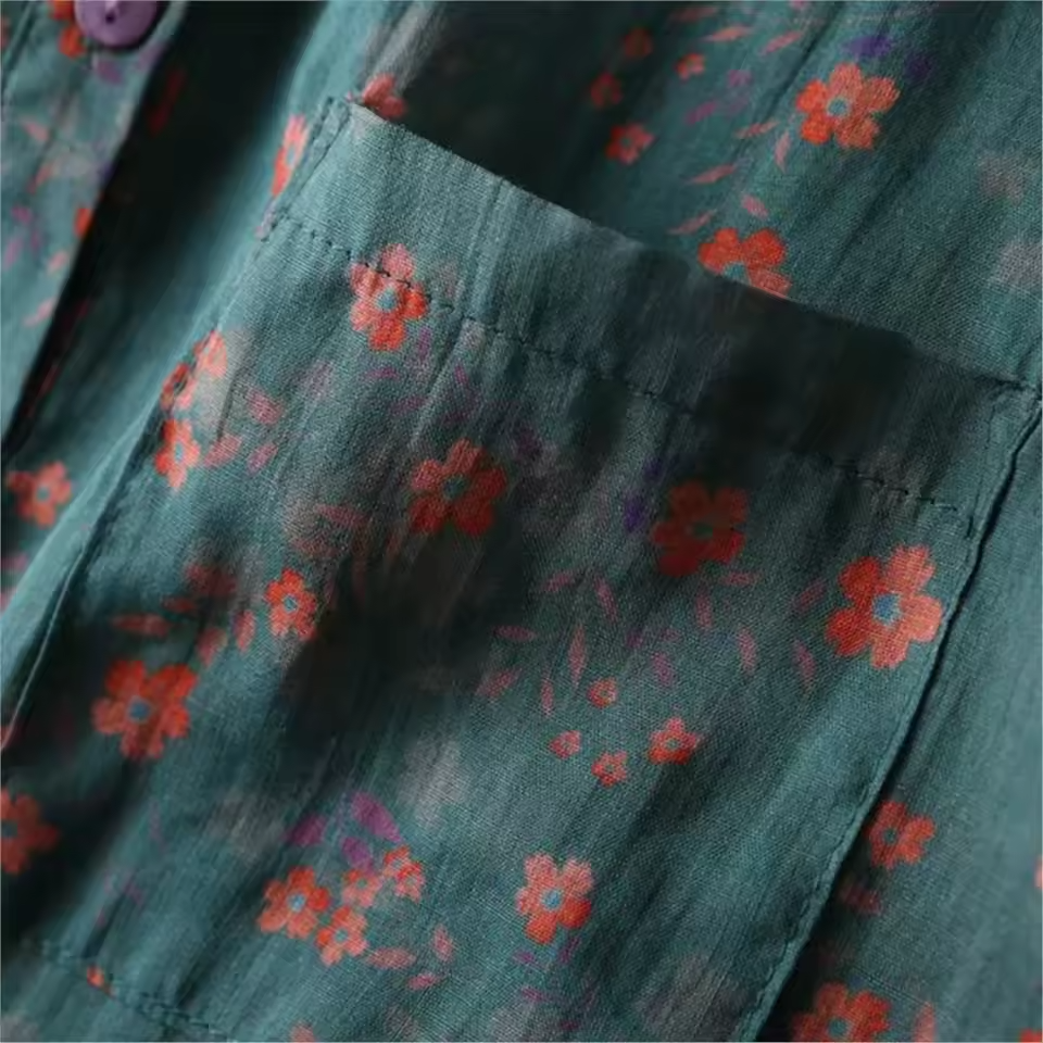 Annette™ | Bloemige Halve Placket Shirt