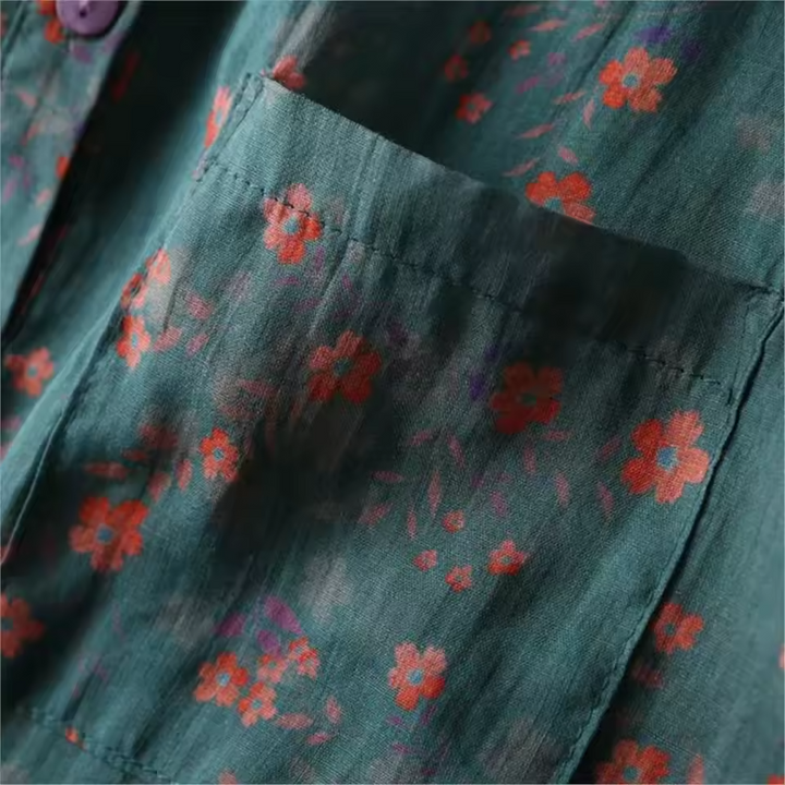 Annette™ | Bloemige Halve Placket Shirt