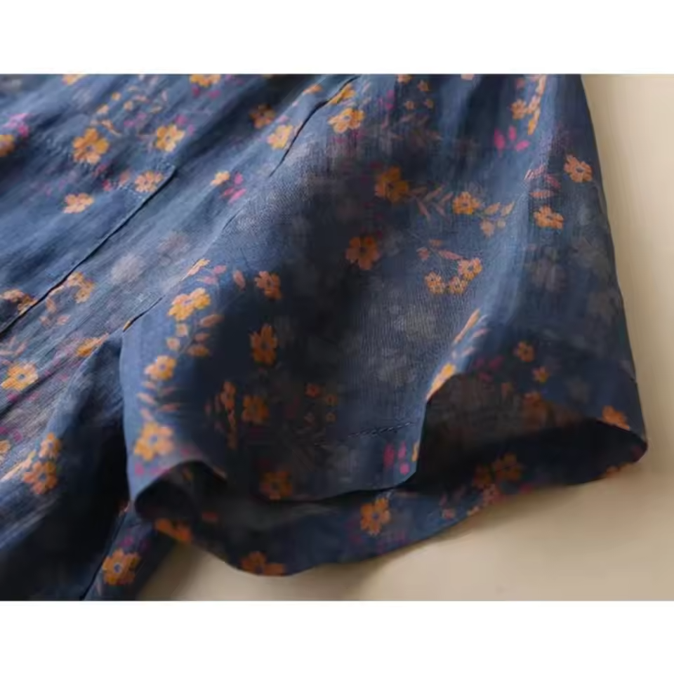 Annette™ | Bloemige Halve Placket Shirt